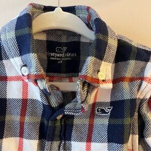 Vineyard Vines Navy and Red Flannel Shirt